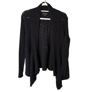 Jessica Petites Elegant Black Ribbed Open Cardigan Size PM 12P Cozy Fall Winter